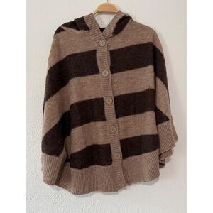 Elana Solano Wool Hooded Poncho Sweater, M